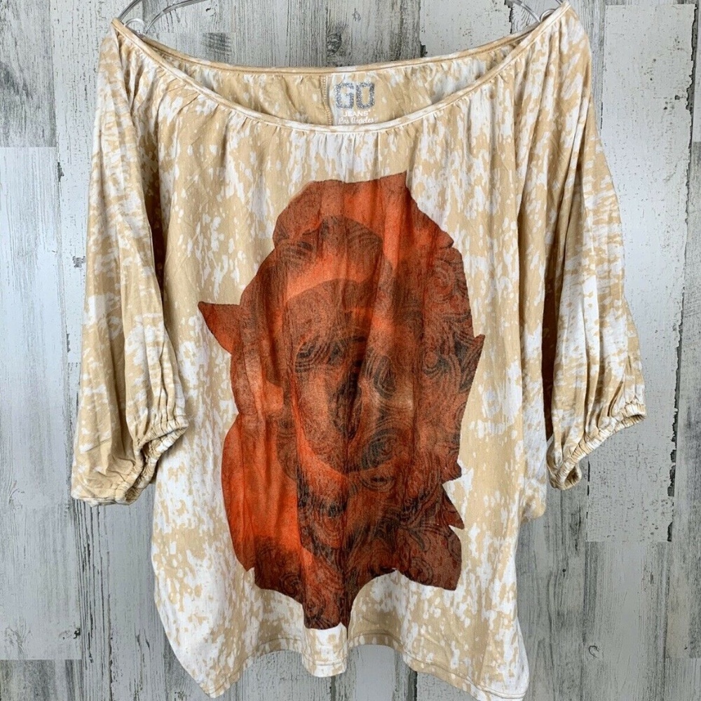 GO Jeans Los Angeles Rose Shirt Loose Fit Size Med